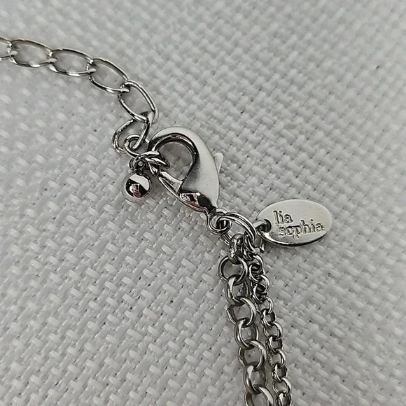 Lia Sophia Double-Stranded Long Silver Layered Necklace - Picture 11 of 13